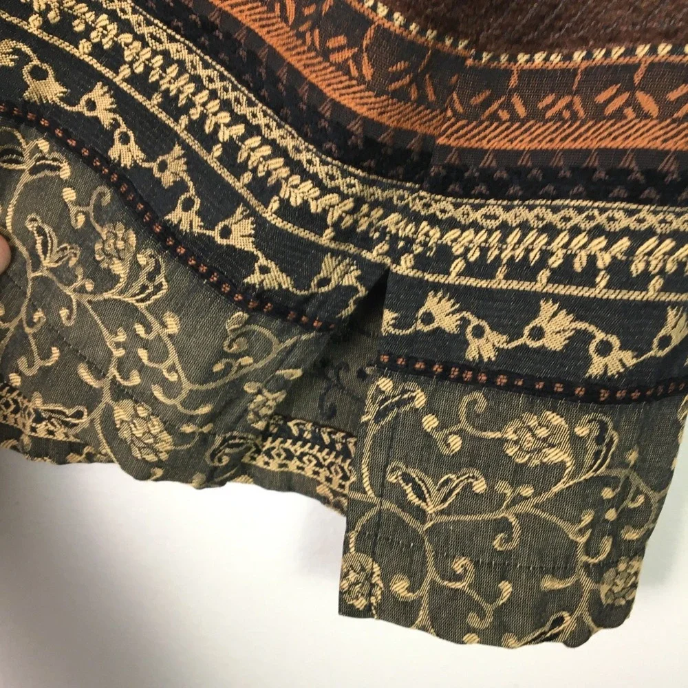 Chico's Design Tapestry Vest Brown Green‎ Boho Paisley